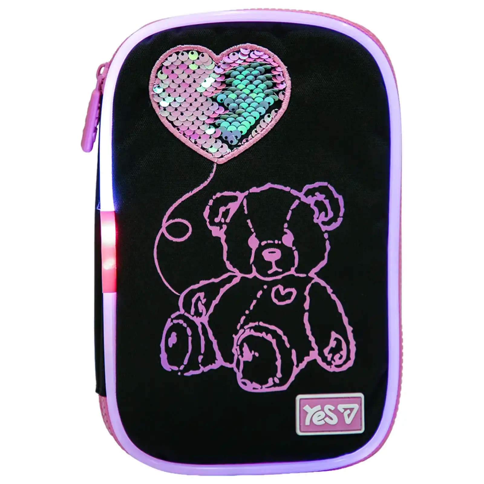 Пенал мягкий Yes с LED Pink Bear PH-35