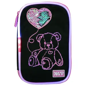 Пенал мягкий Yes с LED Pink Bear PH-35