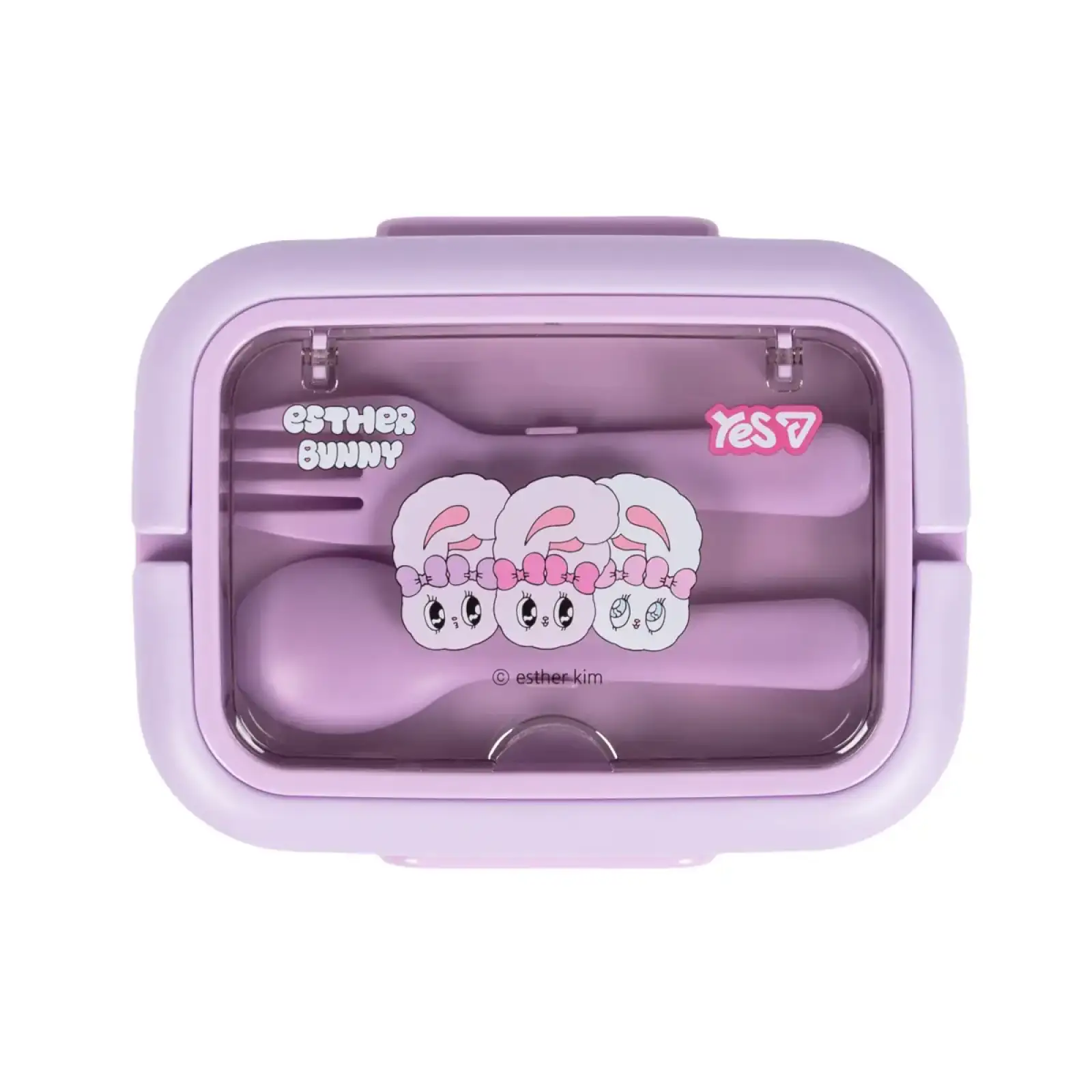 Ланчбокс двойной Yes Esther Bunny 1200 мл с 2 сменными контейнерами приборами