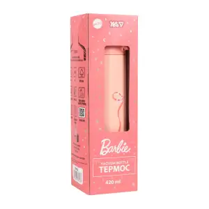 Термос Yes Barbie Shiny 420 мл., розовый с глитером