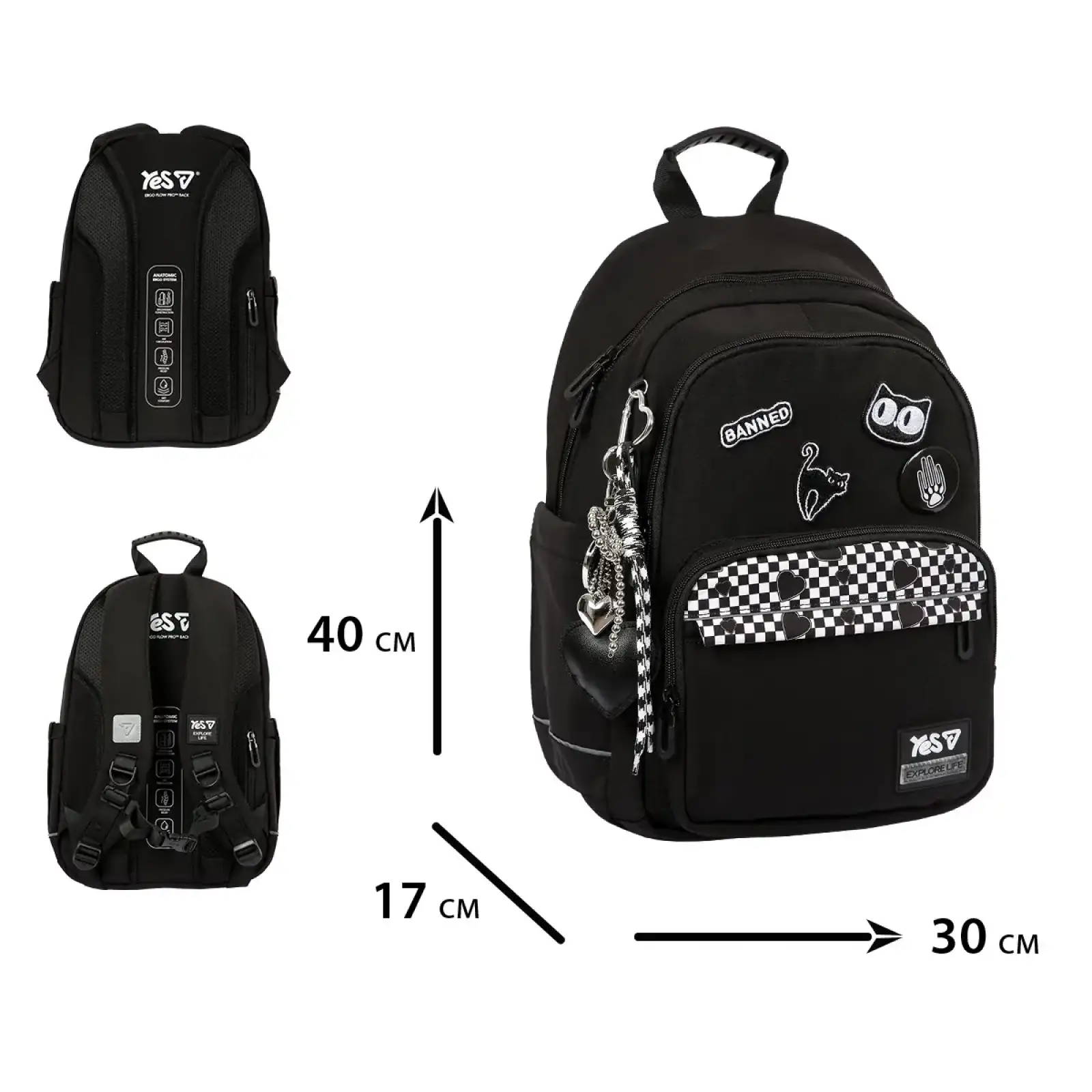 Рюкзак школьный Yes Black Cat TS-47M
