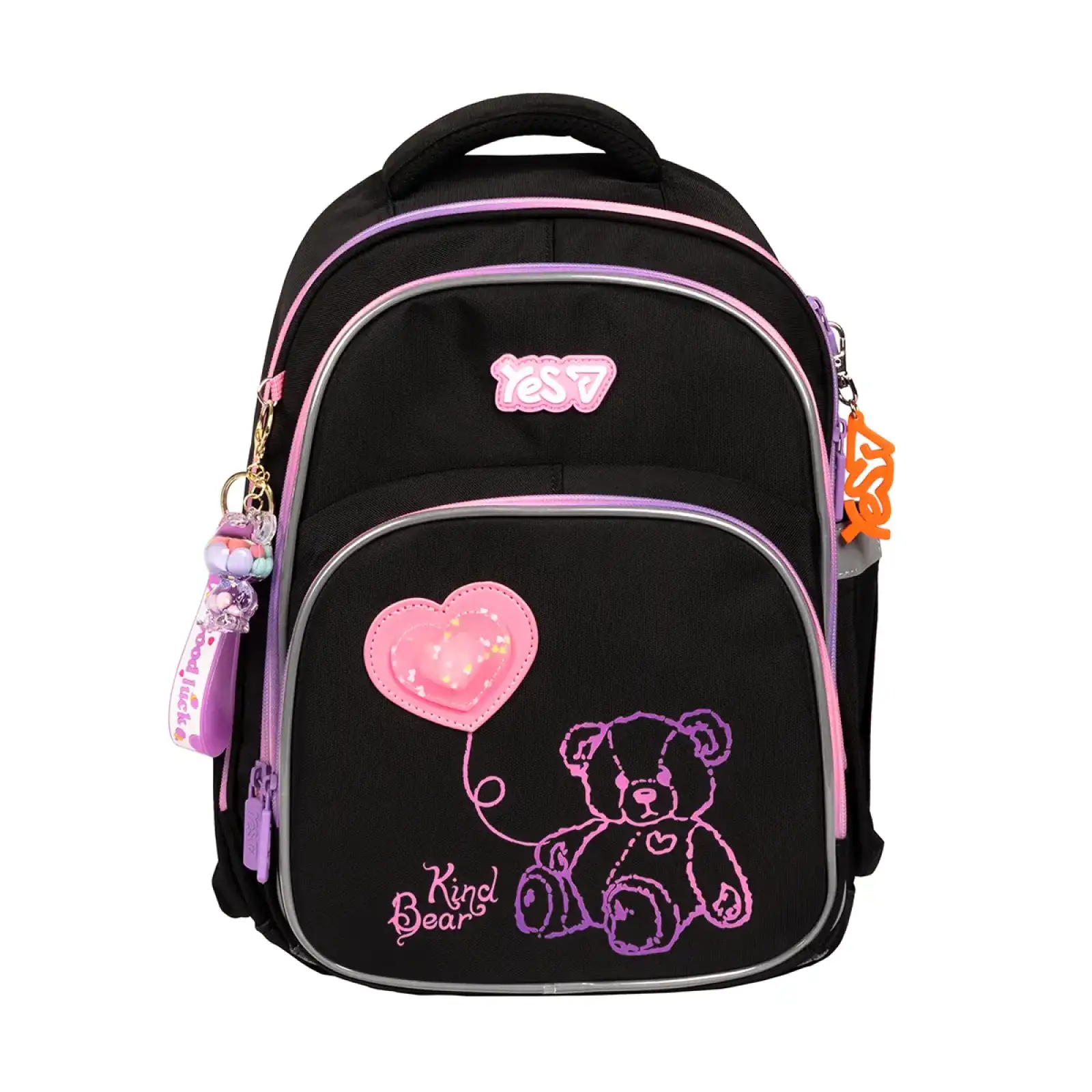 Рюкзак школьный полукаркасный Yes Pink Bear LED S-91M