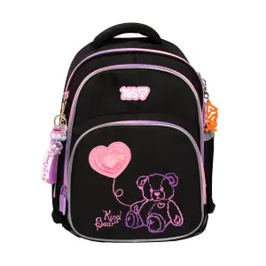 Рюкзак школьный полукаркасный Yes Pink Bear LED S-91M