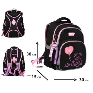 Рюкзак школьный полукаркасный Yes Pink Bear LED S-91M
