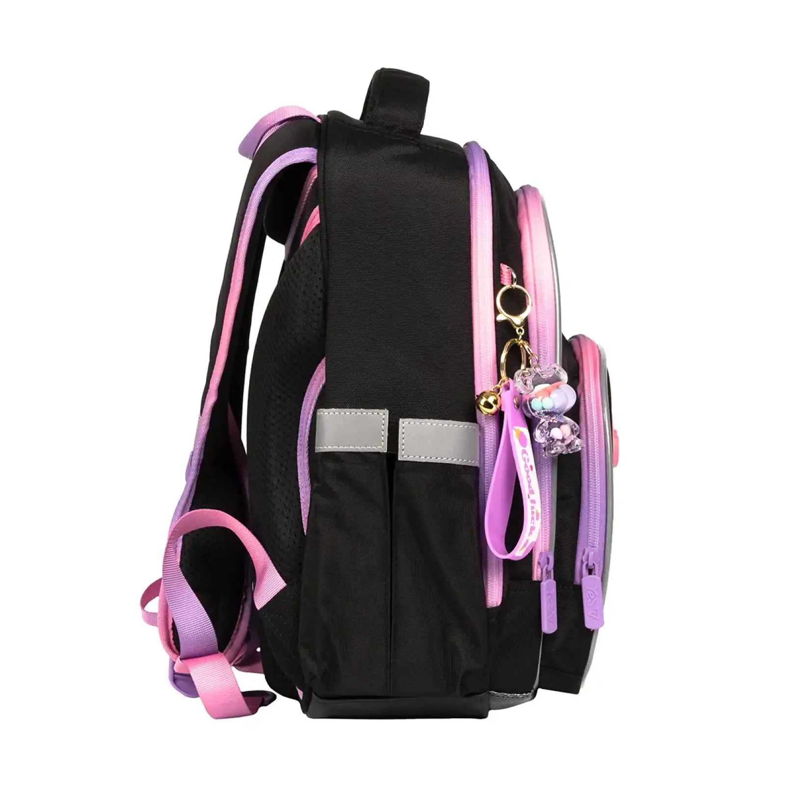 Рюкзак школьный полукаркасный Yes Pink Bear LED S-91M
