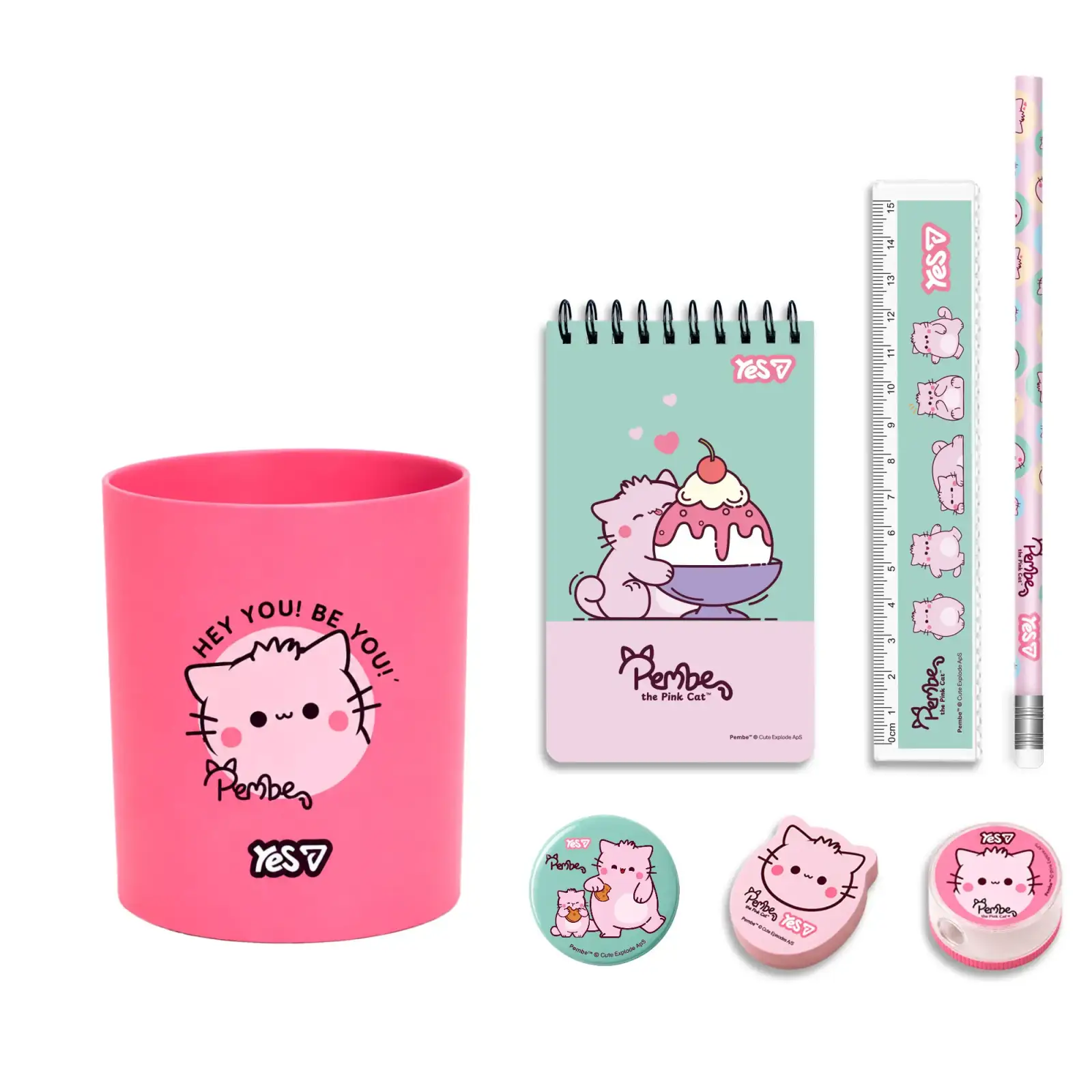 Набір канцелярії ТМ Yes Pembe the Cat 7 предметів