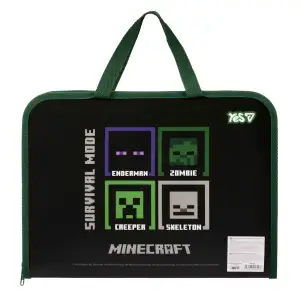 Папка-портфель Yes Minecraft FC на блискавці з тканинними ручками