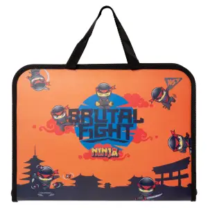 Папка-портфель YES Ninja FC на блискавці з тканинними ручками