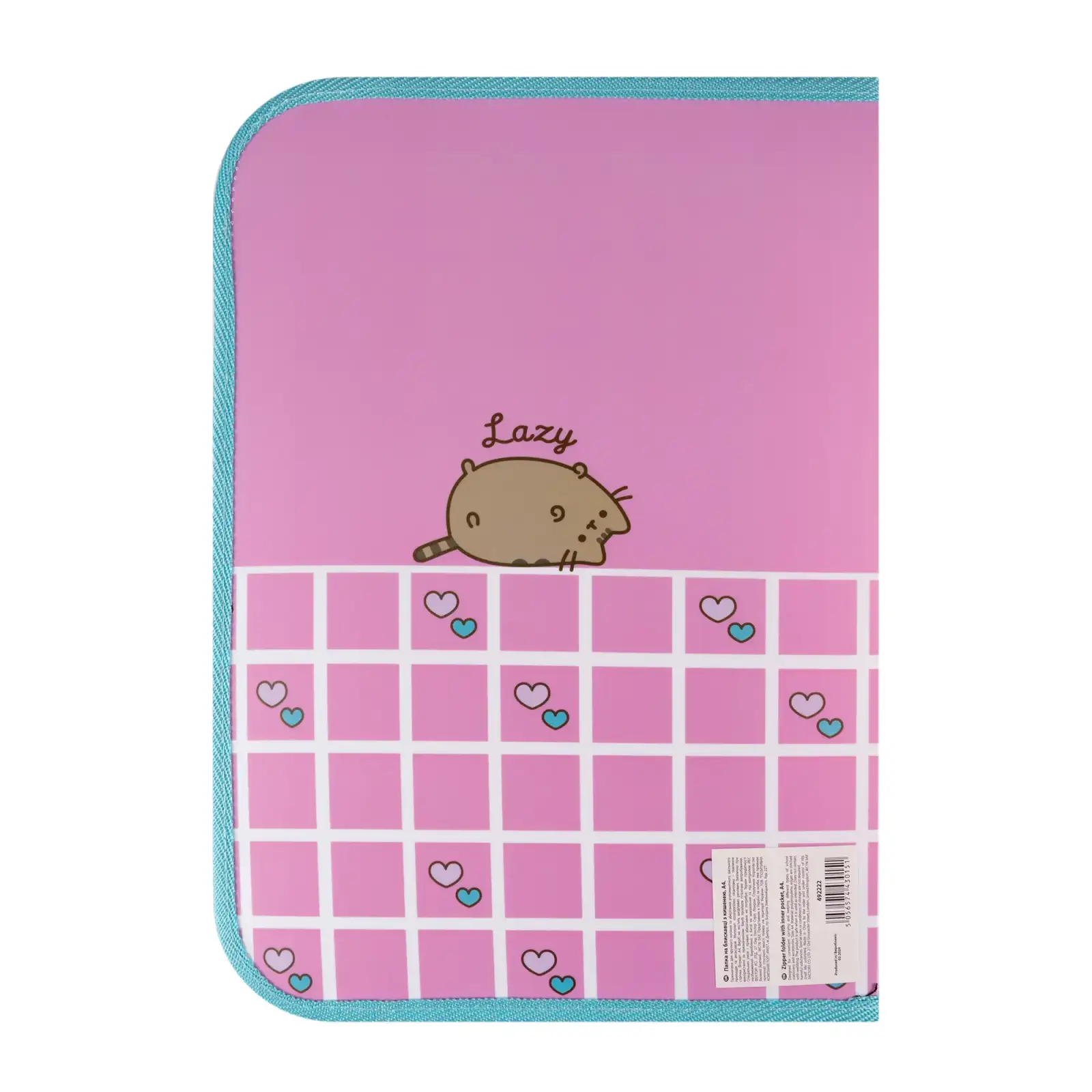Папка факультативна пластикова Yes Pusheen Hearts А4 на блискавці з кишенею