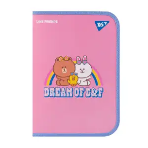 Папка факультативна пластикова Yes Line Friends Dream А4 на блискавці з кишенею