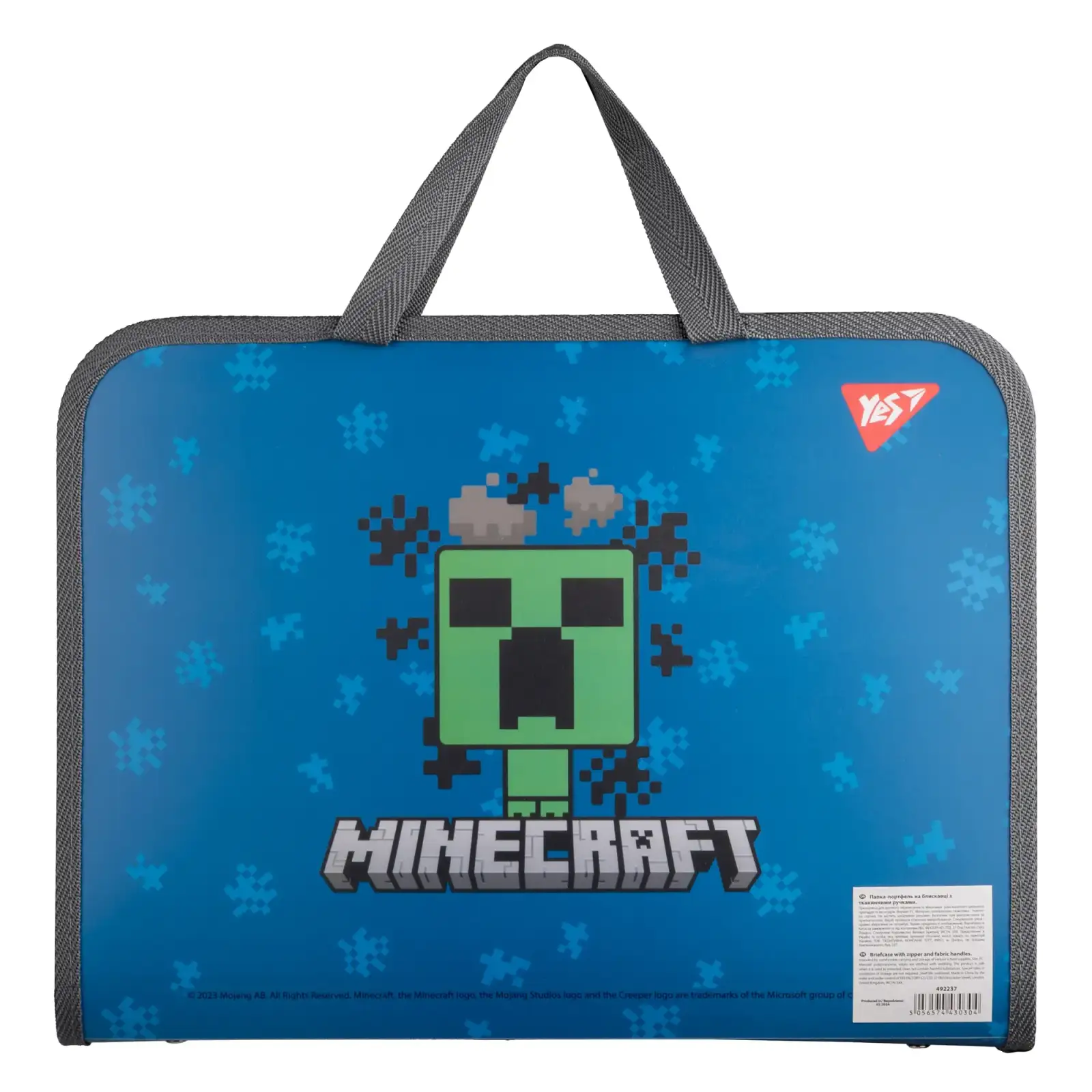 Папка-портфель Yes Minecraft Alex FC на молнии с тканевыми ручками