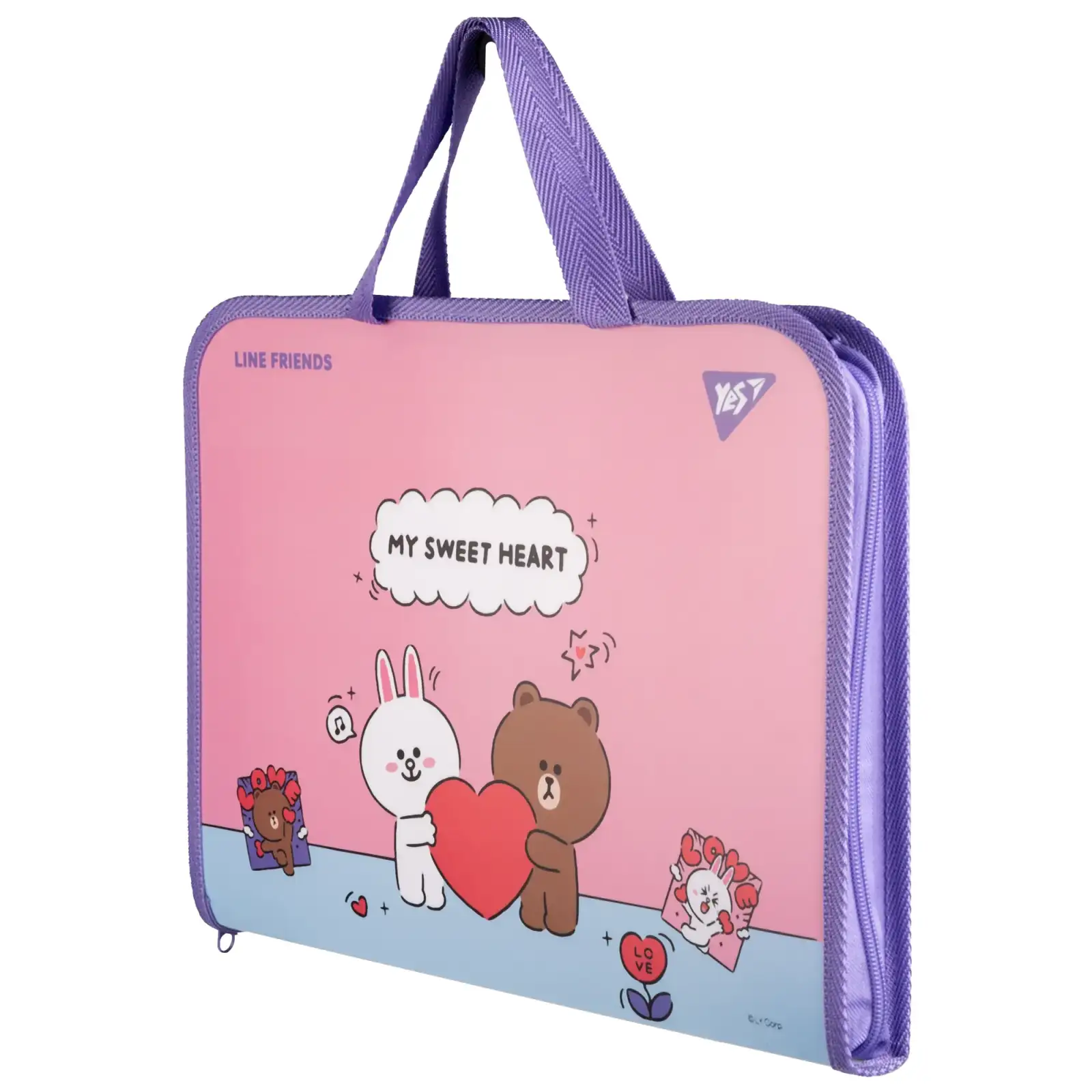 Папка-портфель Yes Line Friends Choco and Cony FC на молнии с тканевыми ручками