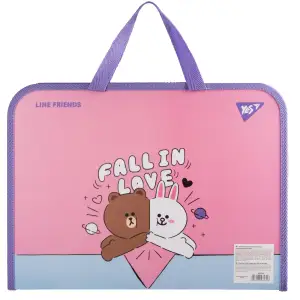Папка-портфель Yes Line Friends Choco and Cony FC на молнии с тканевыми ручками