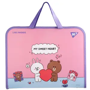 Папка-портфель Yes Line Friends Choco and Cony FC на блискавці з тканинними ручками