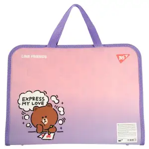 Папка-портфель Yes Line Friends FC на молнии с тканевыми ручками