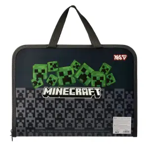 Папка-портфель Yes Minecraft Creepers FC на молнии с тканевыми ручками