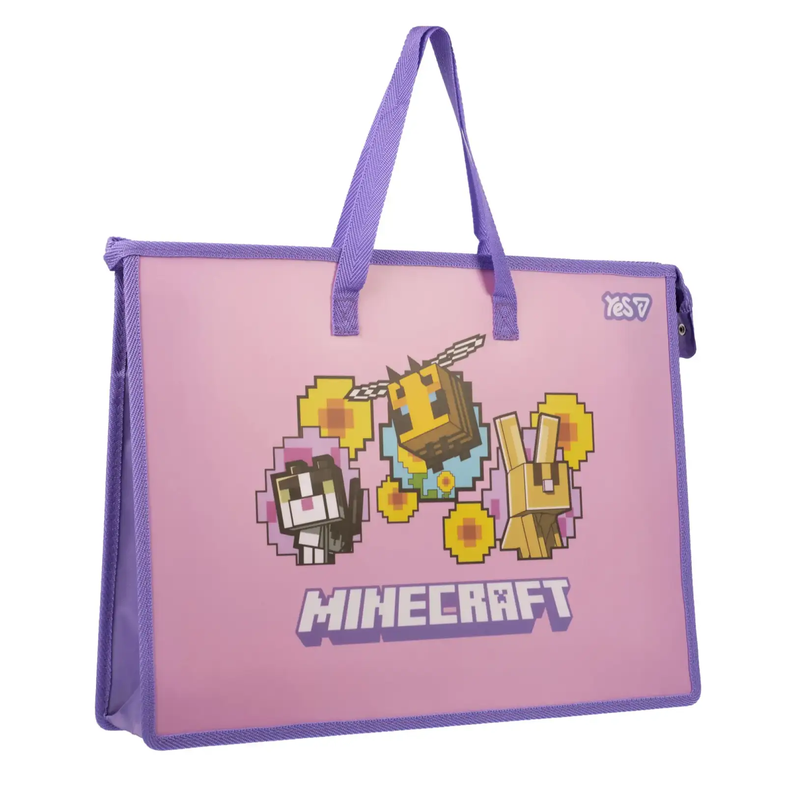 Папка-портфель Yes Minecraft. Bees FC на блискавці з тканинними ручками