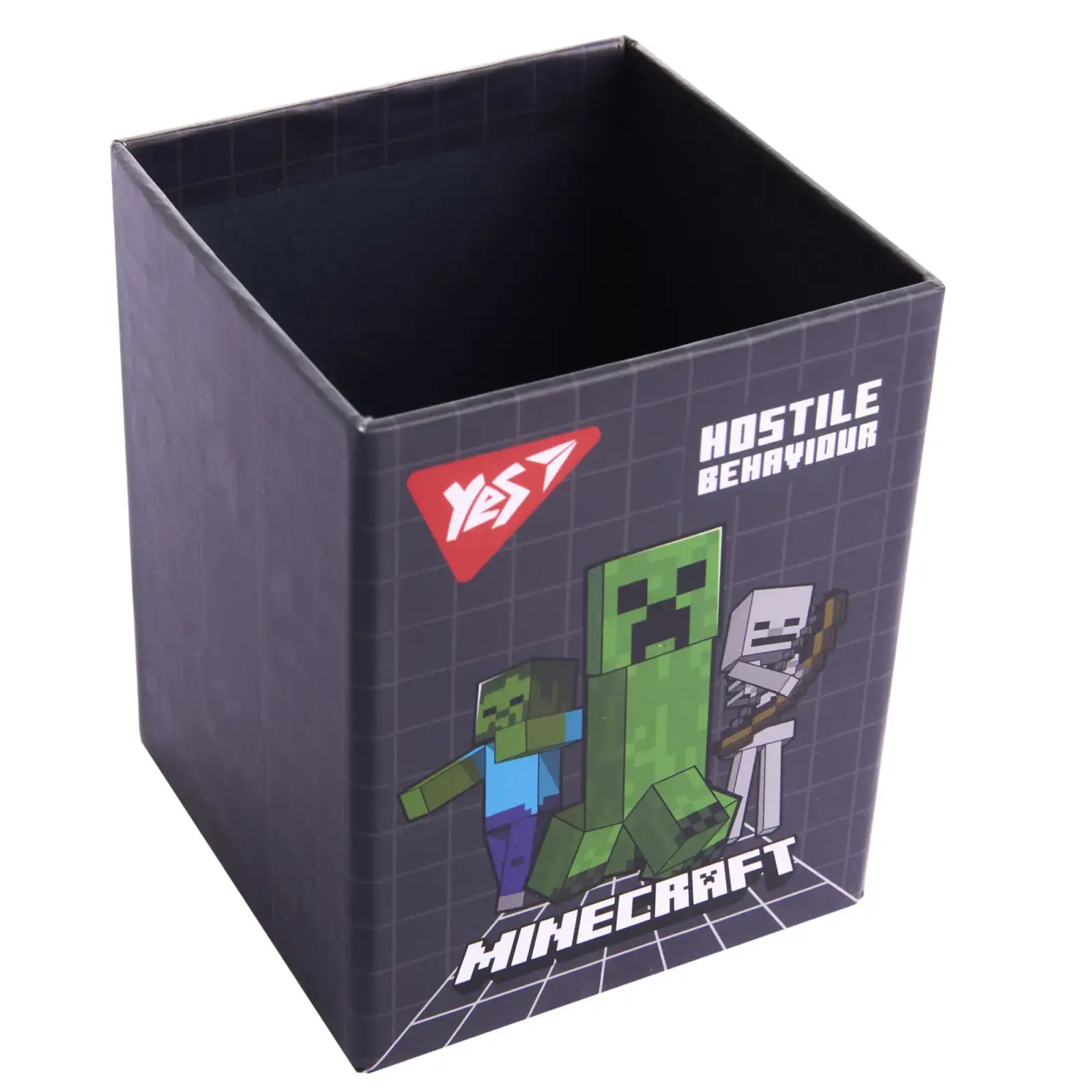 Стакан для письмового приладдя Yes Minecraft картон сірий