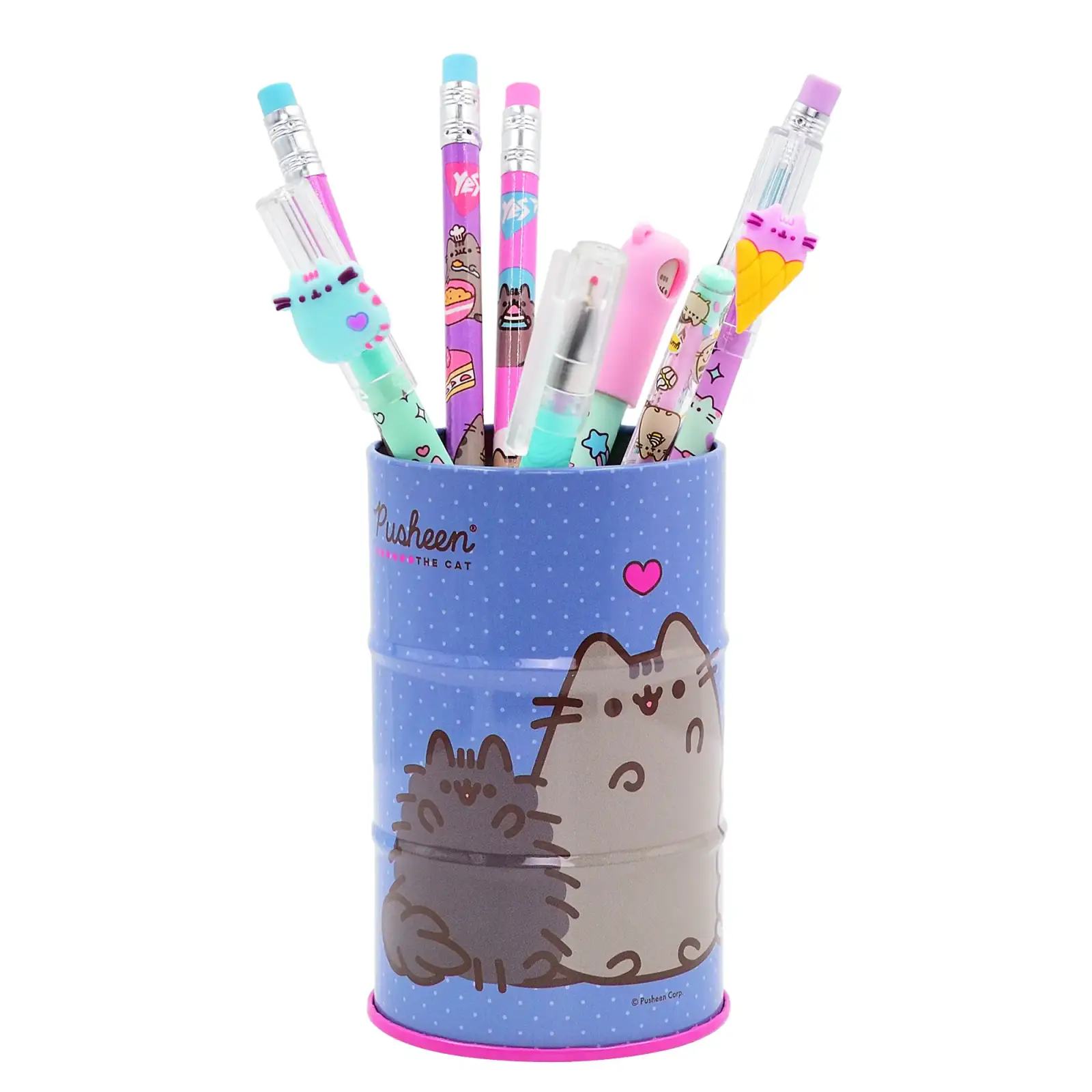Стакан-подставка бочка Yes Pusheen металлический голубой