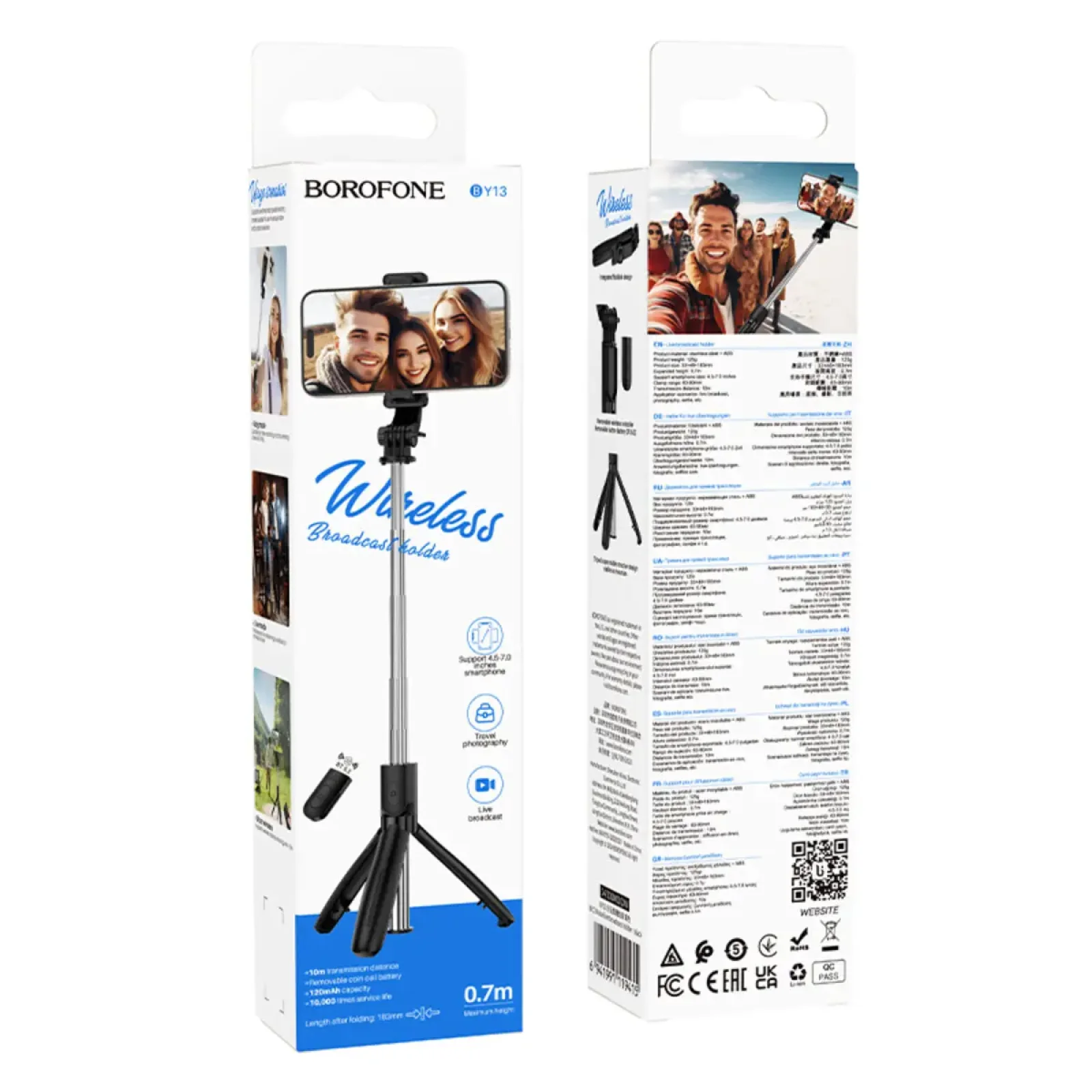 Селфі-монопод BOROFONE BY13 Nube live broadcast holder Black (6941991119415)