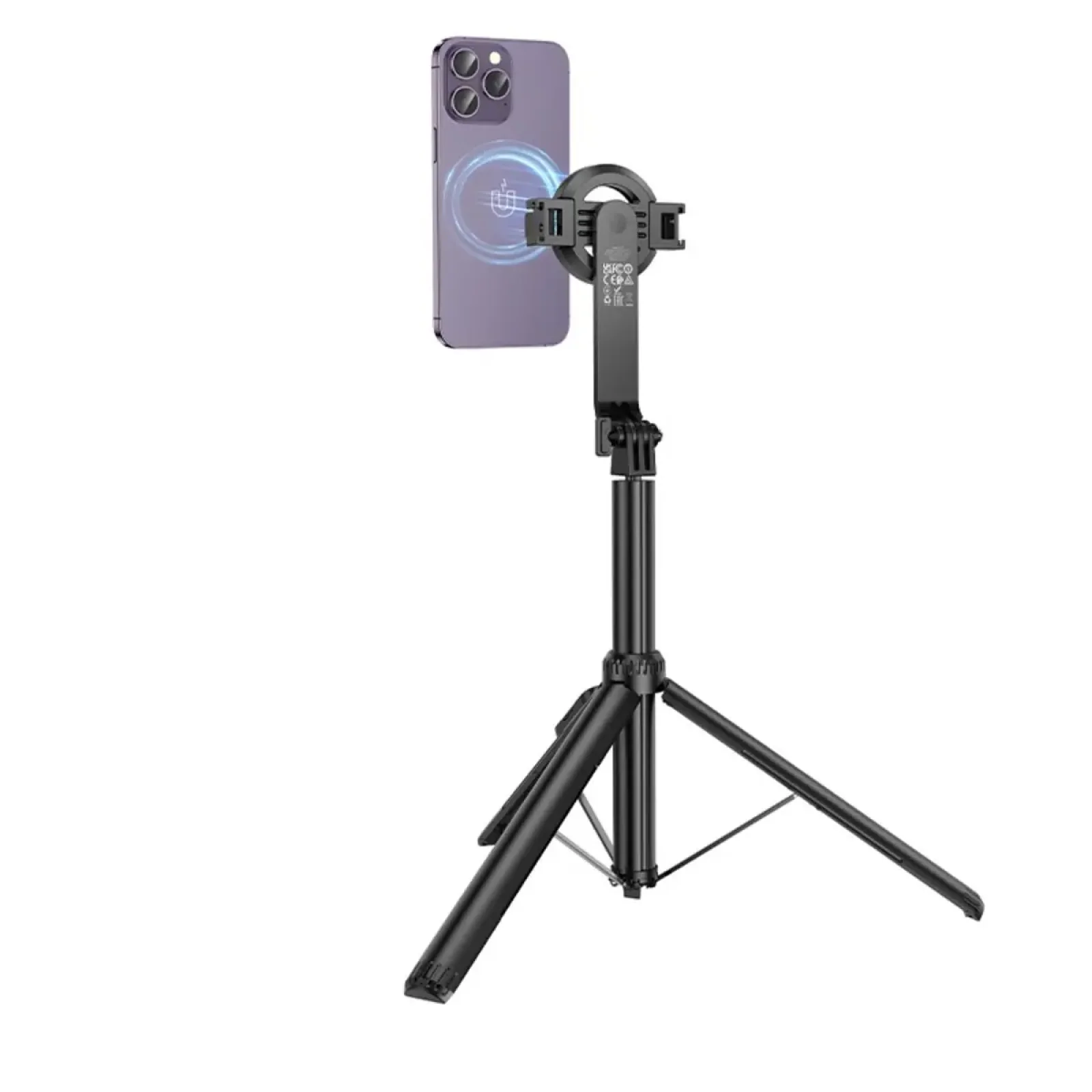 Селфі-монопод HOCO K25 Sherkhan magnetic aluminum alloy live broadcast holder Black (6942007646314)