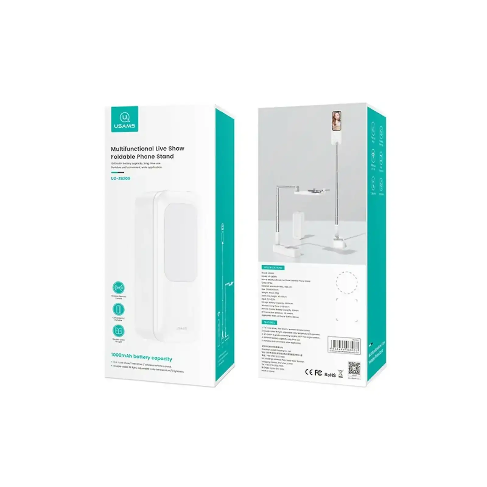 Підставка для телефона Usams US-ZB209 Multifunctional Live Show Foldable Phone Stand White (ZB20901)