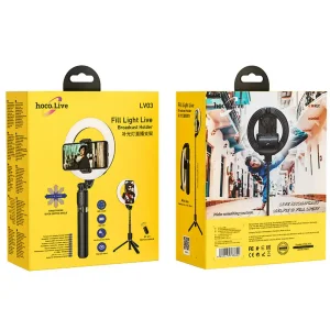 Кільцева лампа на штативі HOCO LV03 Plus Showfull fill light live broadcast holder Black (6931474757395)