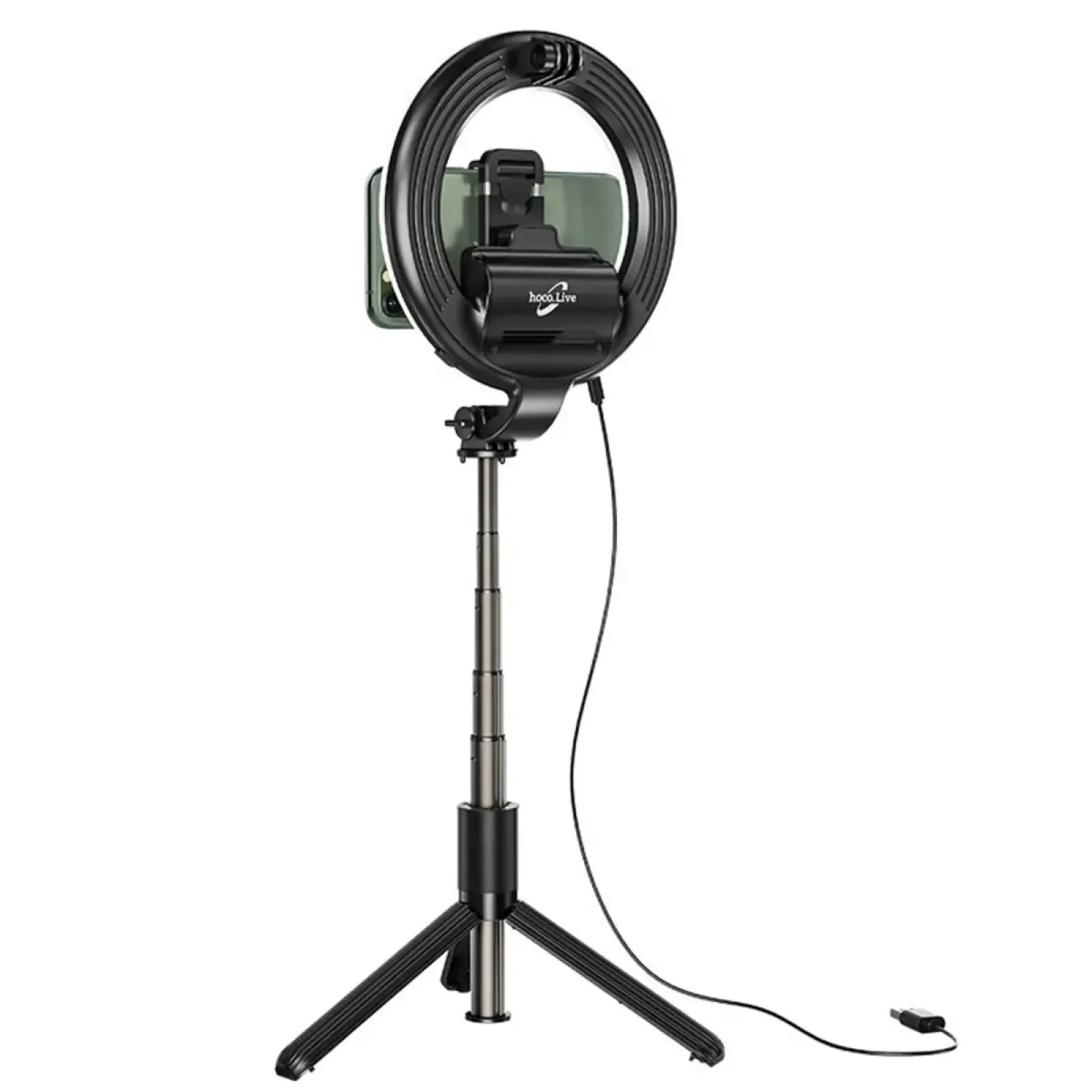 Кільцева лампа на штативі HOCO LV03 Plus Showfull fill light live broadcast holder Black (6931474757395)