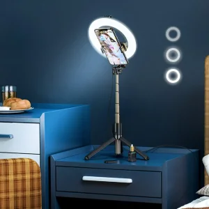 Кільцева лампа на штативі HOCO LV03 Plus Showfull fill light live broadcast holder Black (6931474757395)