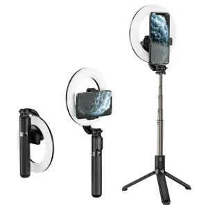 Кільцева лампа на штативі HOCO LV03 Plus Showfull fill light live broadcast holder Black (6931474757395)