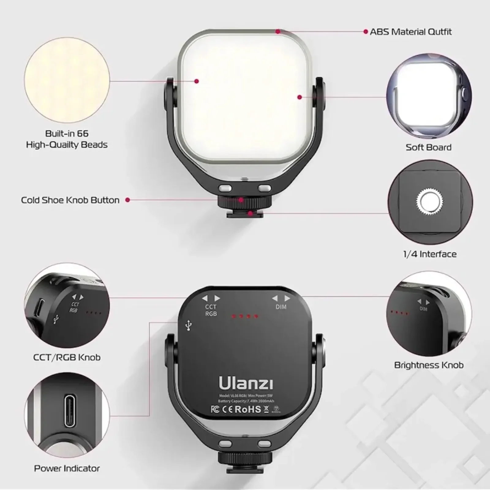 Відеосвітло Ulanzi Vijim VL66 RGB Led Light (UV-L088 VL66 RGB)