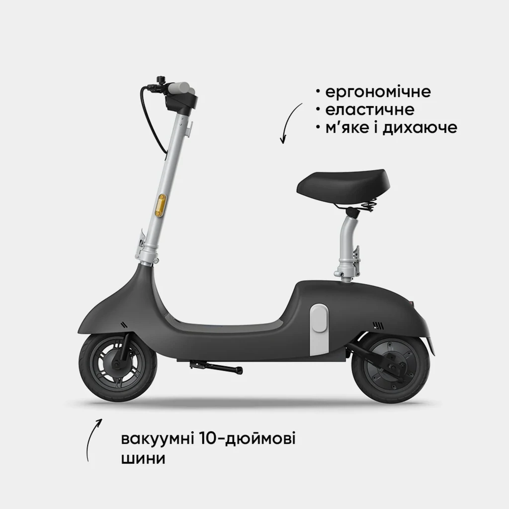 Електросамокат з сидінням OKAI Ceetle PRO EA10C Black 10', 350(900)W, 25Km/h, 10,4Ah, 55Km, 20%, NFC, App, 29kg (EA10C-B)