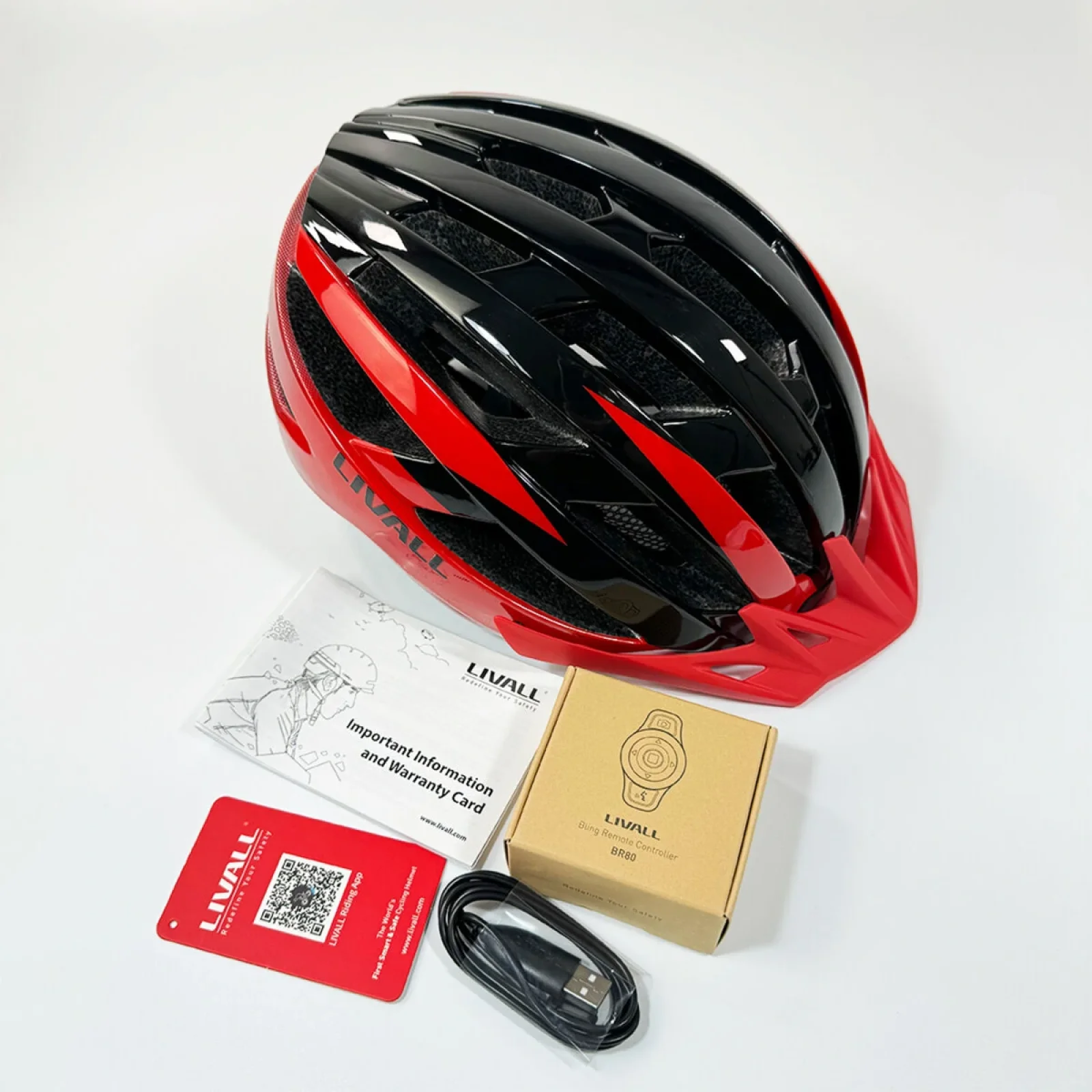 Захисний шолом Livall MT1 NEO (M) Black/Red (54-58см), акустика, мікрофон, сигнали поворотів та стопів, додаток, пульт BR80, Bluetooth (LIV-T0MT1N-1243)