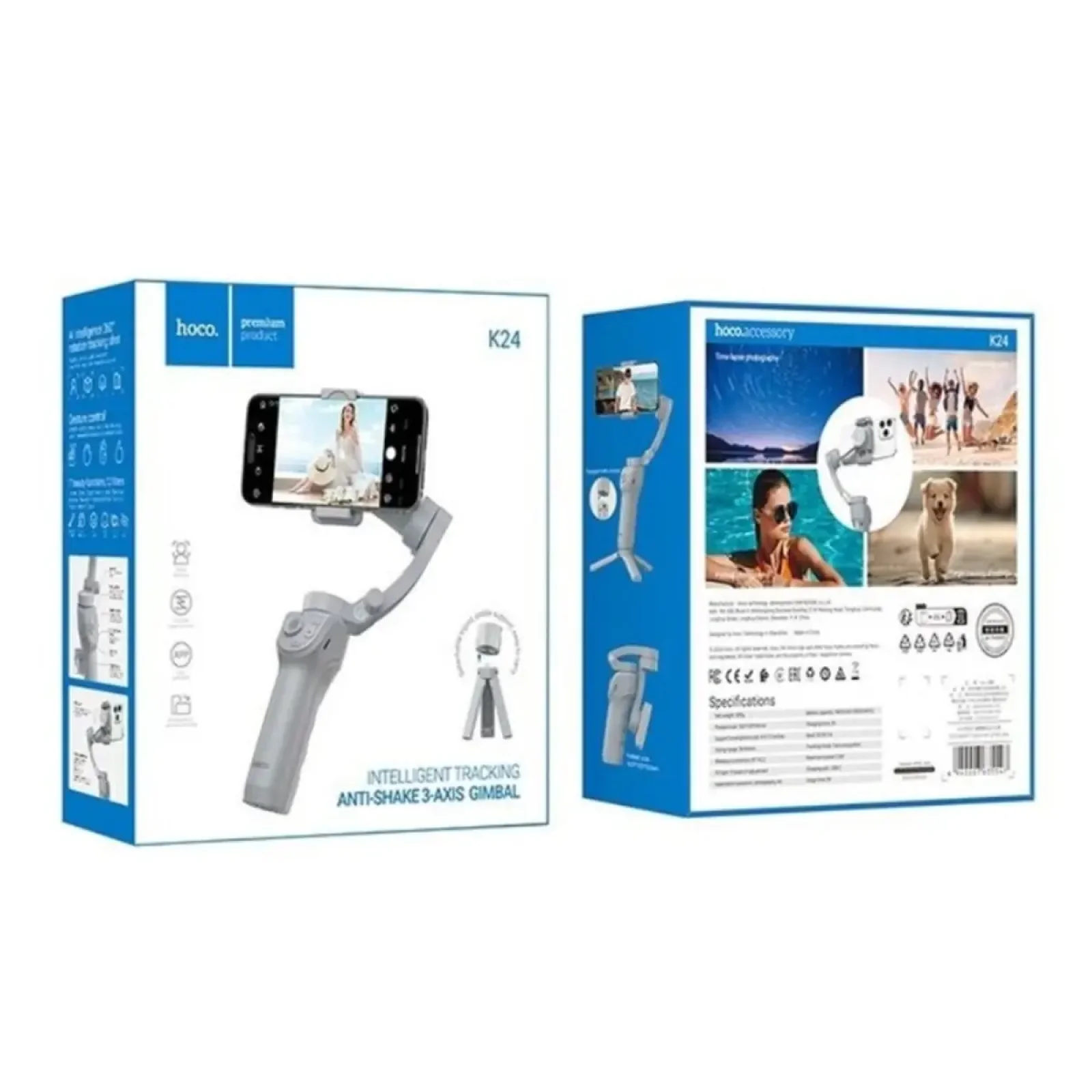 Триосьовий стабілізатор HOCO K24 Support 3-axis smart gimbal Gray (6942007635547) UA