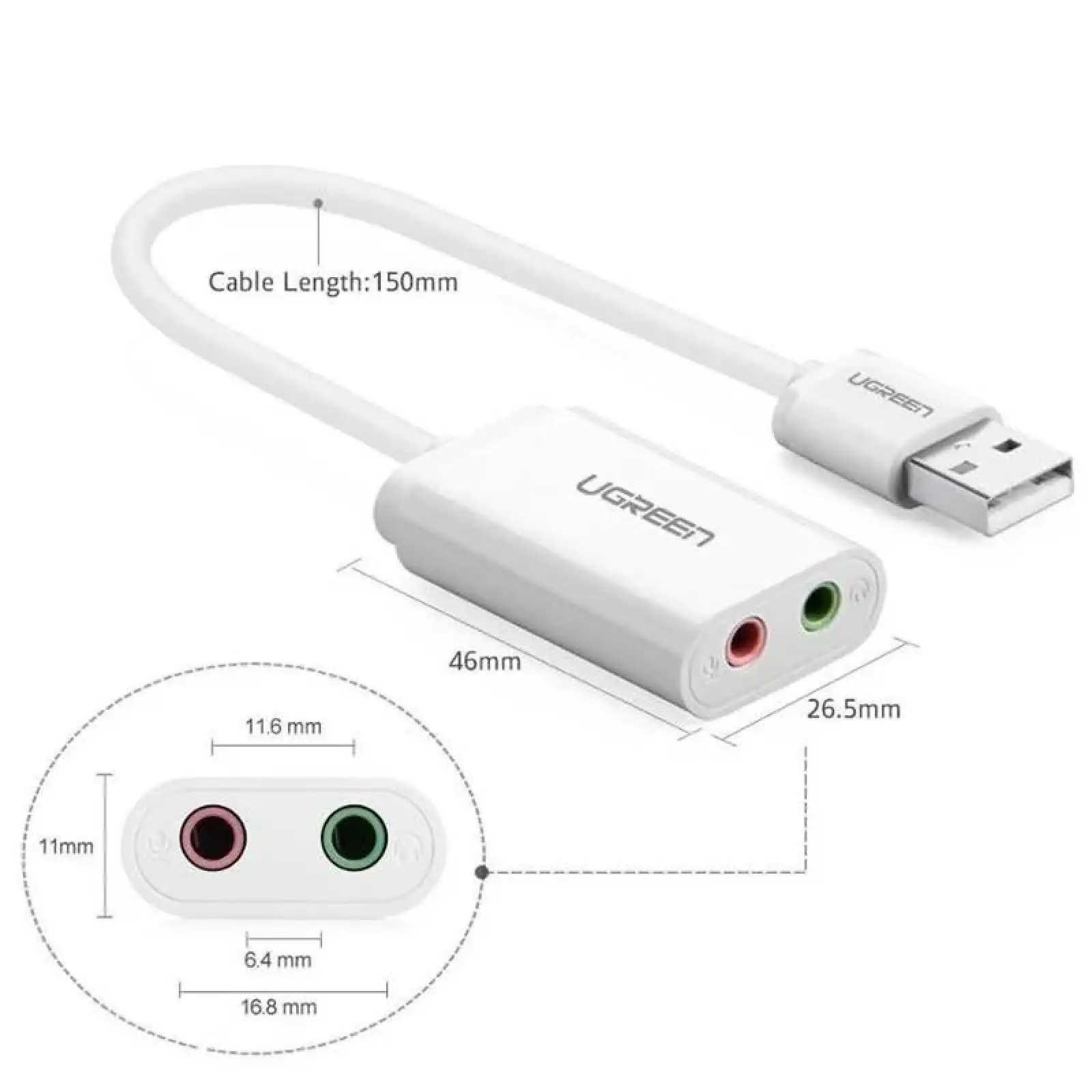 Звукова карта Ugreen US205 White (30143) UA