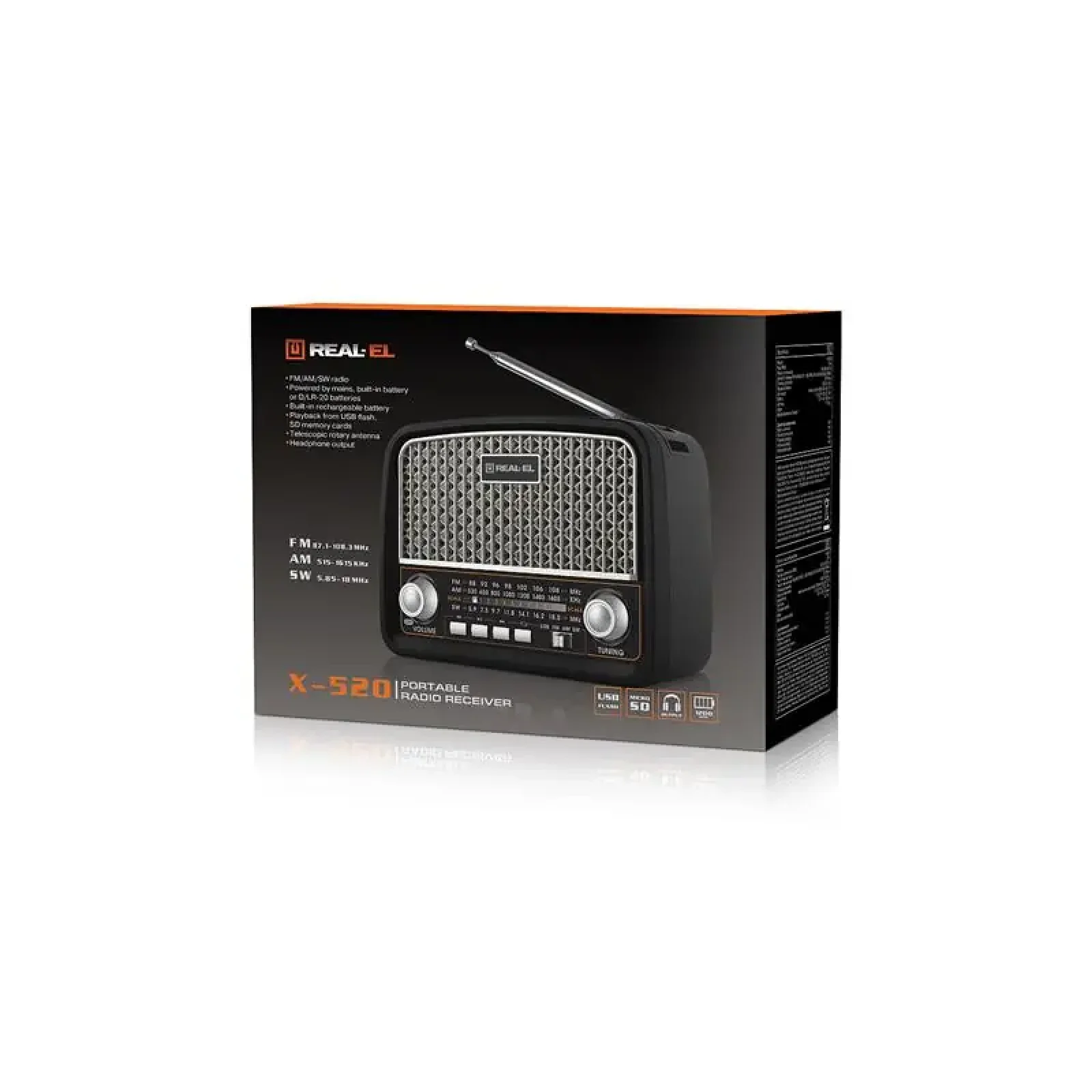 Радіоприймач REAL-EL X-520 Black UA