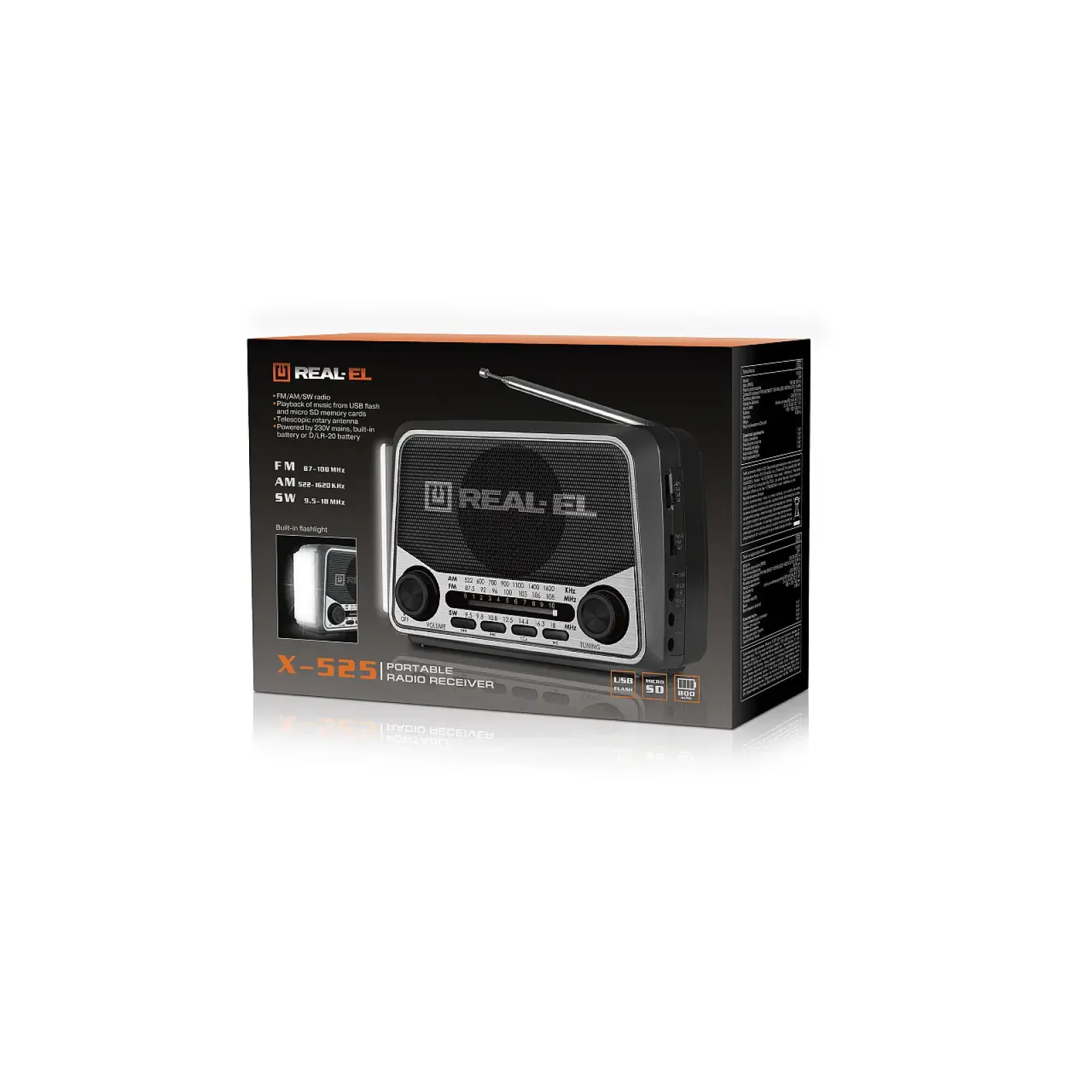 Радіоприймач REAL-EL X-525 Grey UA