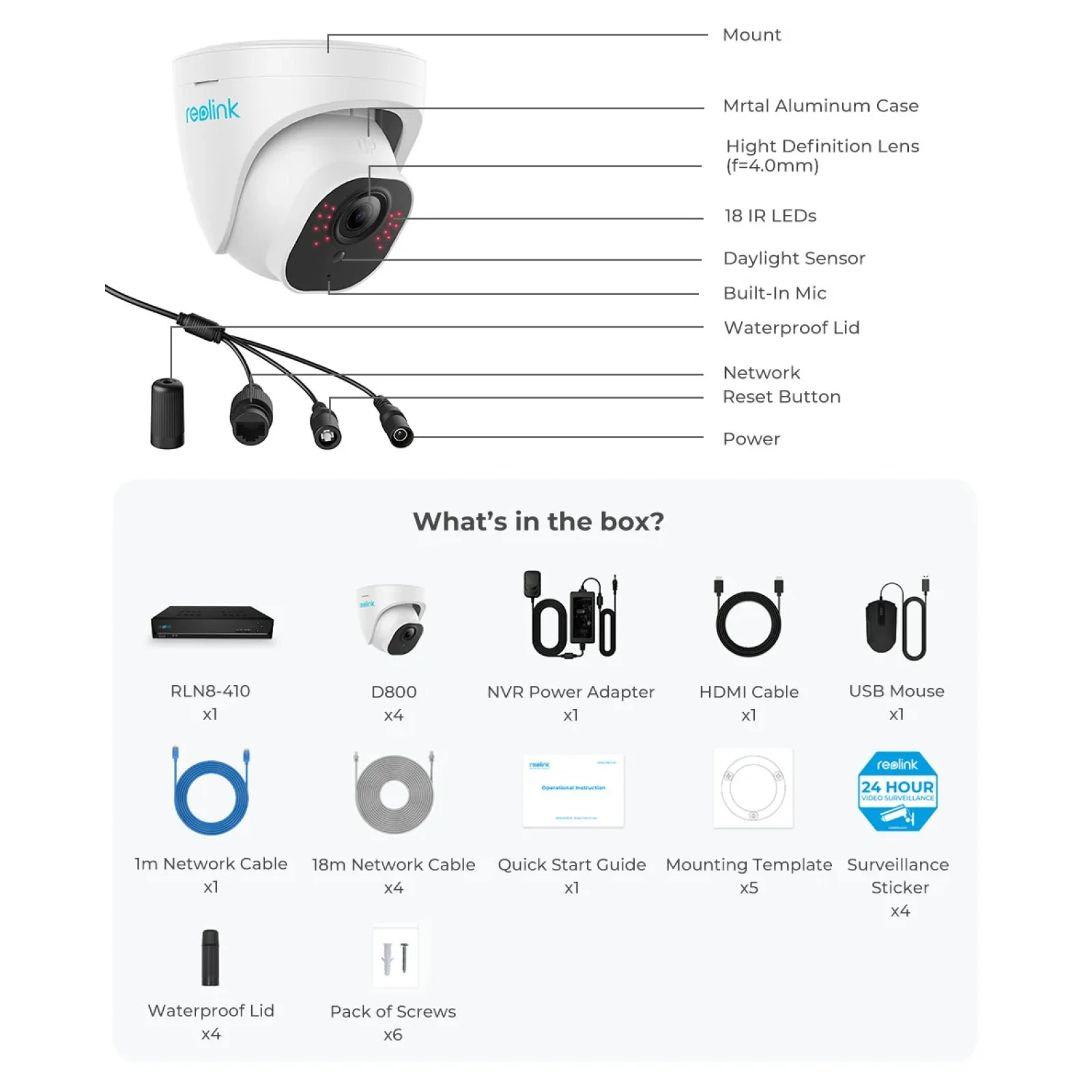 Комплект видеонаблюдения Reolink RLK8-800D4-A-V2 UA