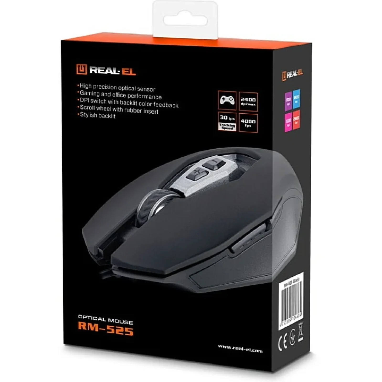 Мышь REAL-EL RM-525 Black USB, EL123200029 UA