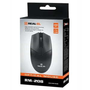 Мышь REAL-EL RM-208 Black USB, EL123200030 UA