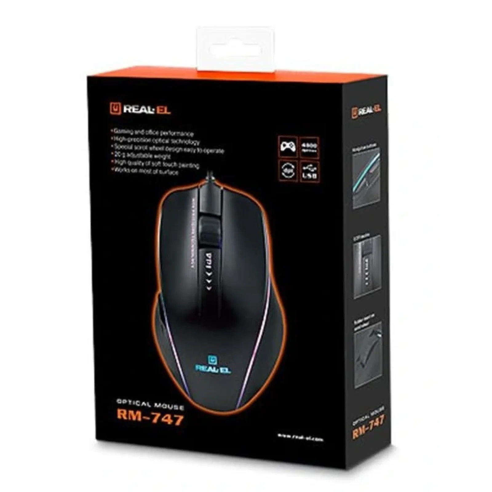 Мышь REAL-EL RM-747 Black USB, EL123200028 UA