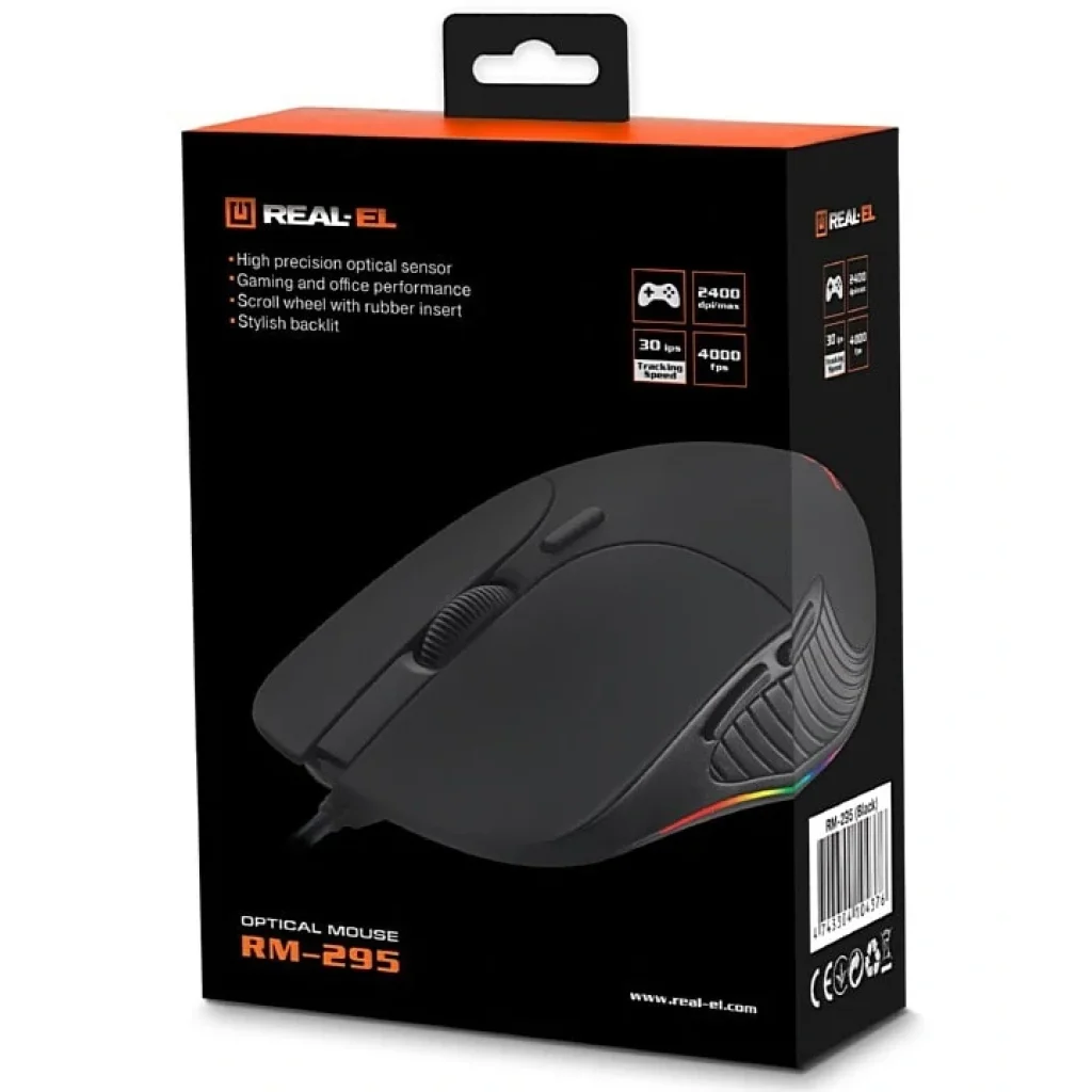 Миша REAL-EL RM-295 Black USB, EL123200031 UA