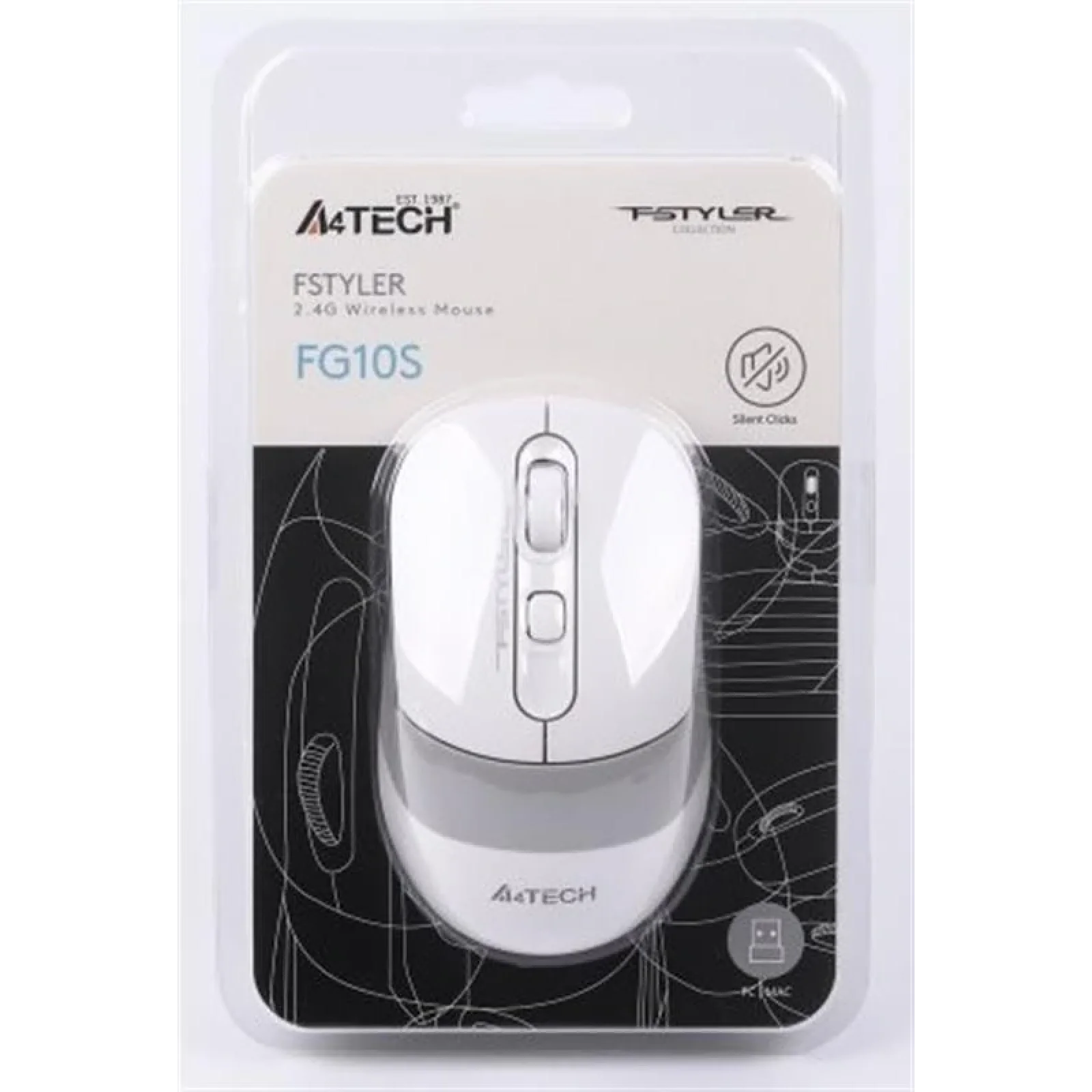 Мышь беспроводная A4Tech FG10S White USB, FG10S (White) UA