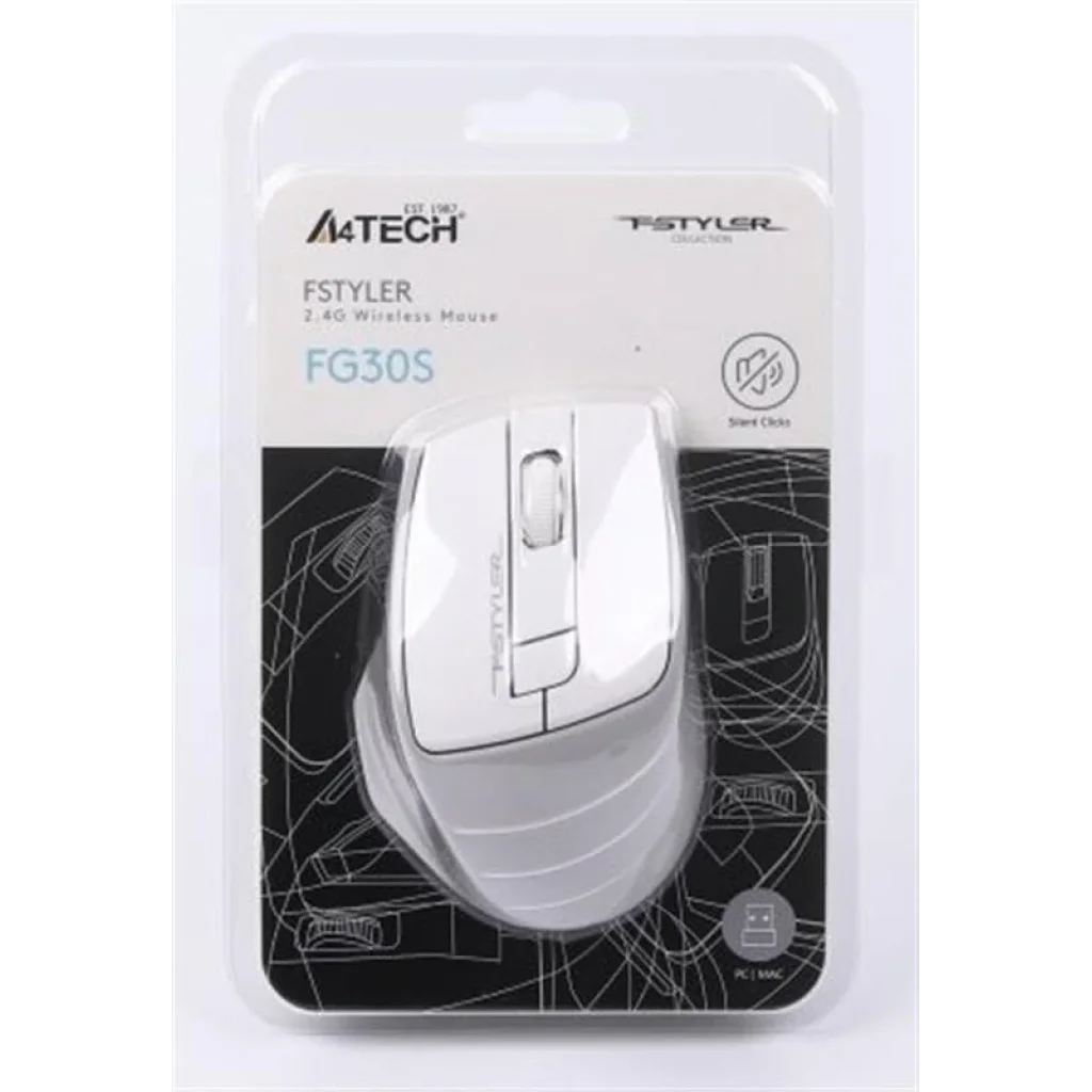 Миша бездротова A4Tech FG30S Grey/White USB, FG30S (Grey+White) UA