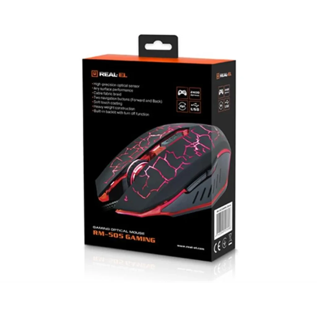 Мышь REAL-EL RM-505 Black USB, EL123200018 UA