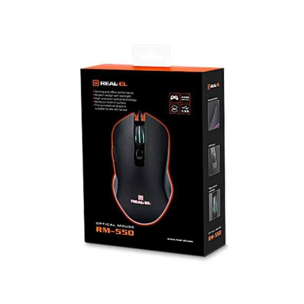 Миша REAL-EL RM-550 Black USB, EL123200027 UA