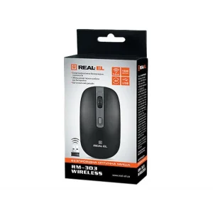 Мышь беспроводная REAL-EL RM-301 Black USB, EL123200022 UA