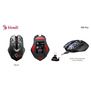 Мышь беспроводная A4Tech R80 Plus Bloody (Skull) Black USB UA
