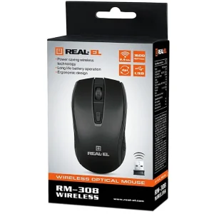 Мышь беспроводная REAL-EL RM-308 Black USB, EL123200033 UA