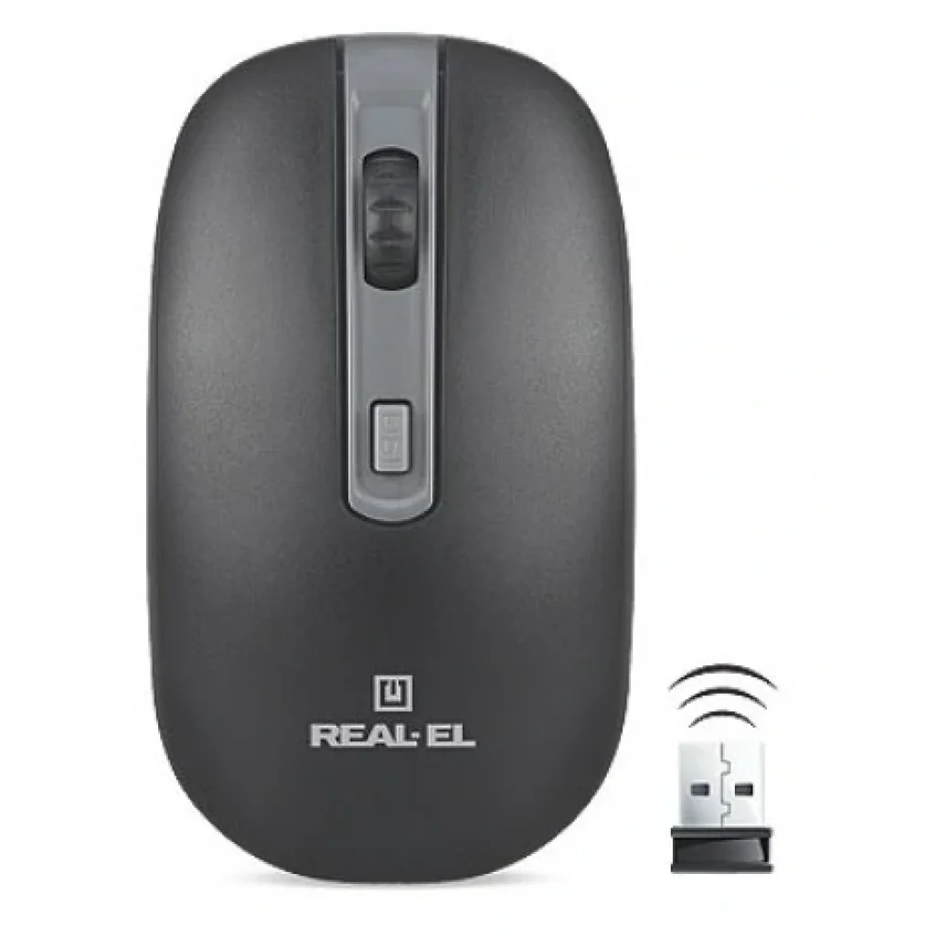 Мышь беспроводная REAL-EL RM-303 Black/Grey USB, EL123200021 UA